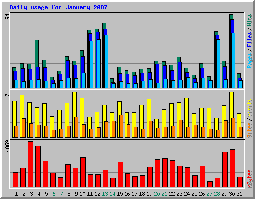 Daily usage for January 2007
