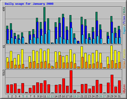 Daily usage for January 2008