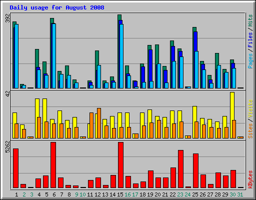 Daily usage for August 2008