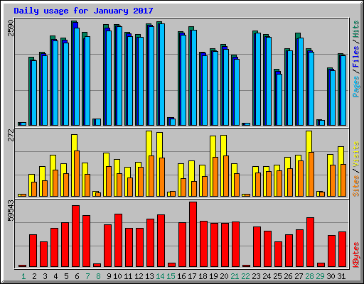 Daily usage for January 2017