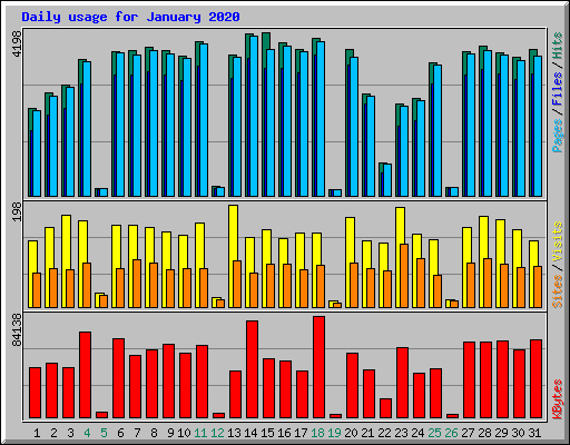 Daily usage for January 2020