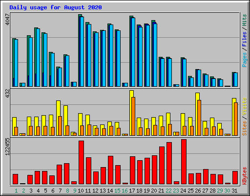 Daily usage for August 2020