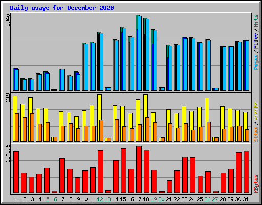Daily usage for December 2020