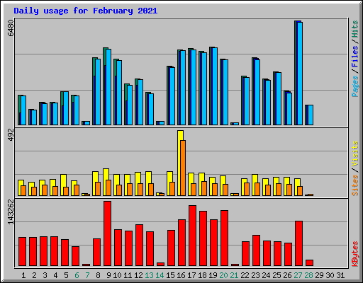 Daily usage for February 2021