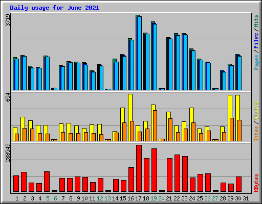 Daily usage for June 2021