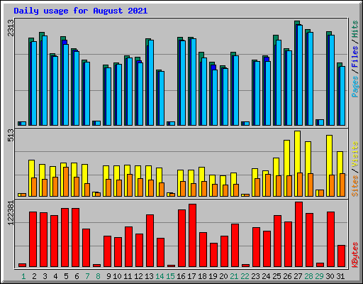 Daily usage for August 2021