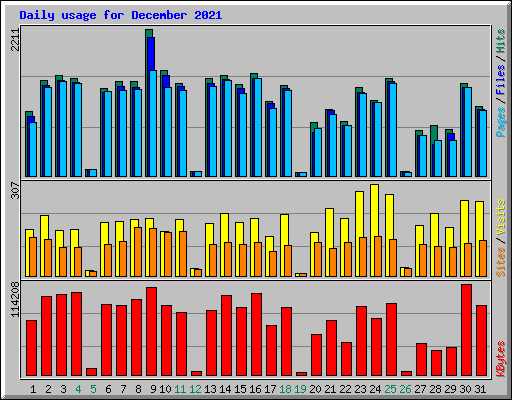 Daily usage for December 2021