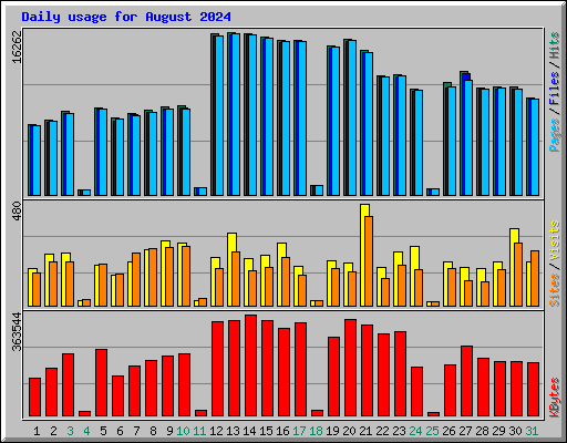 Daily usage for August 2024