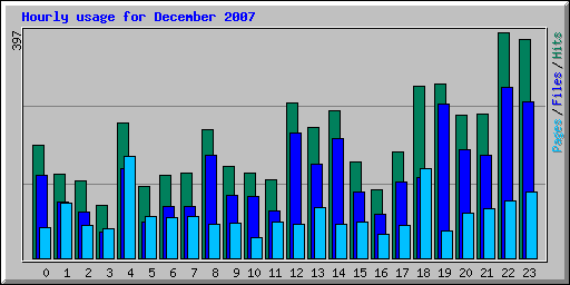 Hourly usage for December 2007
