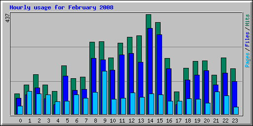 Hourly usage for February 2008