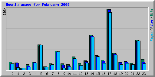 Hourly usage for February 2009