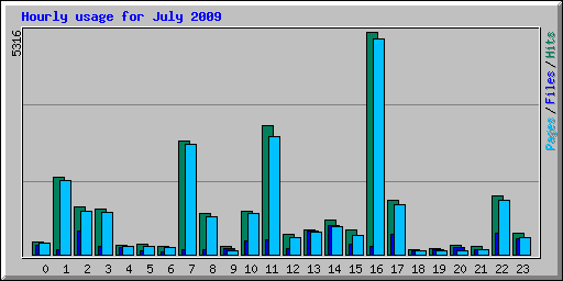 Hourly usage for July 2009