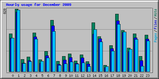 Hourly usage for December 2009