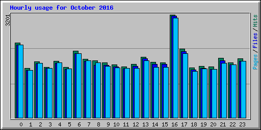 Hourly usage for October 2016