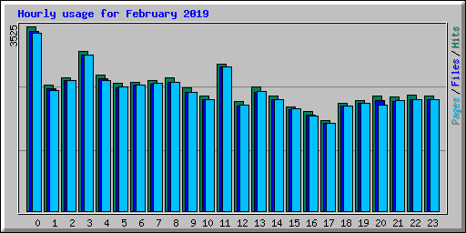 Hourly usage for February 2019